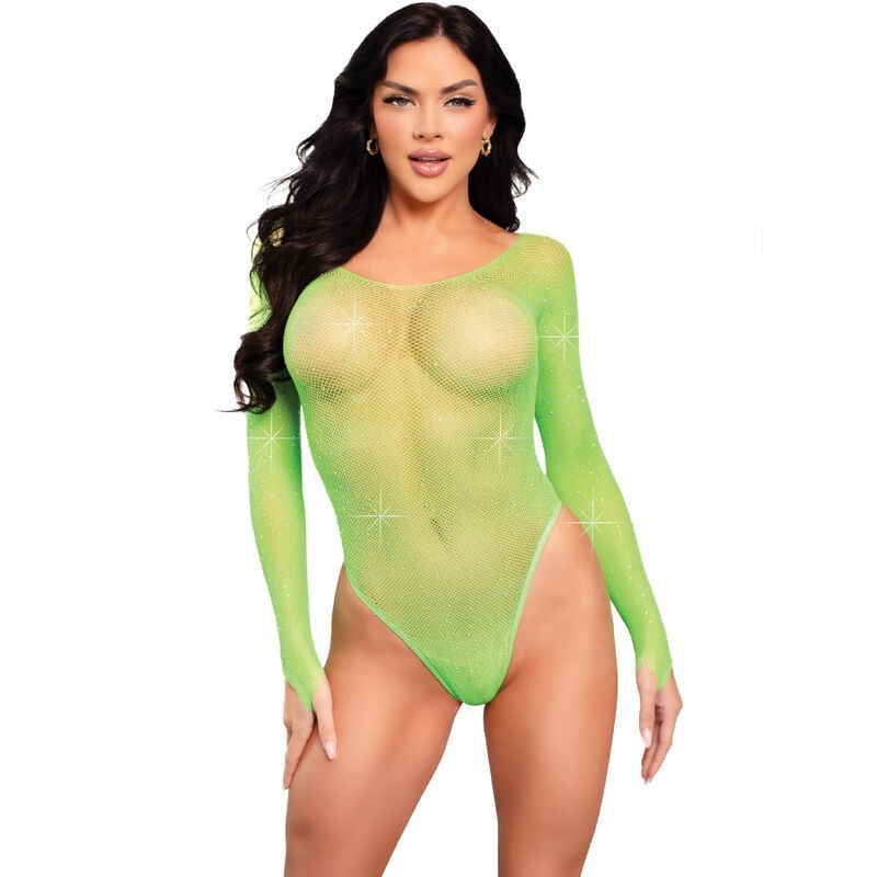 Zöld, kristályos, hosszú ujjú body