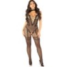 Bodystocking Crotchless De Rejilla Negro Talla Única