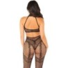 Bodystocking senza cavallo a rete nero taglia unica