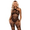 Bodystocking Guler Halter Mărime Unică - Negru