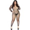 Bodystocking Em Rede Com Brilho 1X-2X