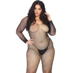 Bodystocking Em Rede Com Brilho 1X-2X