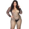 Bodystocking Em Rede Com Brilho 1X-2X