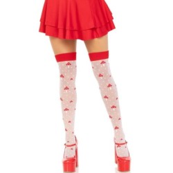 Meias Altas Cogumelos Vermelho/Branco
