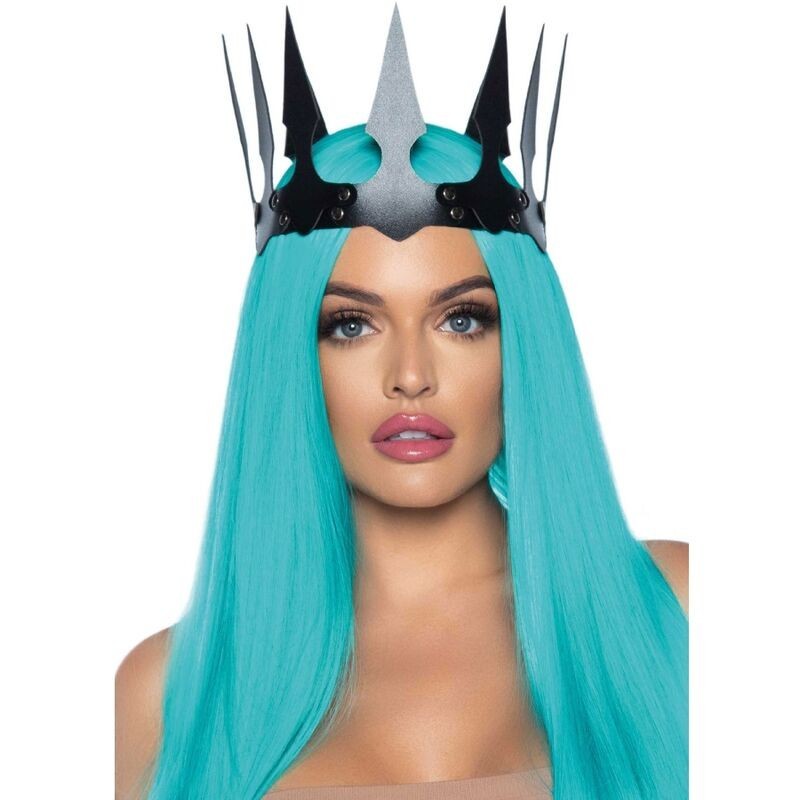 Black Faux Leather Spiked Maleficent Crown