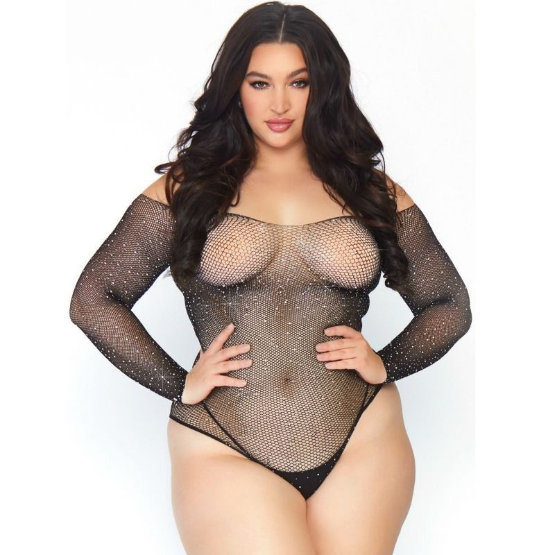 Kristallisierter Netzstrumpf Bodystocking 1X-2X