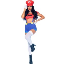 Seksi kostum Mario Bros rdeče/modre barve S