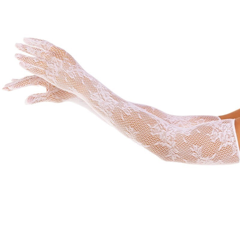 Witte Rode Bloemhandschoenen Witte Rode Bloemhandschoenen