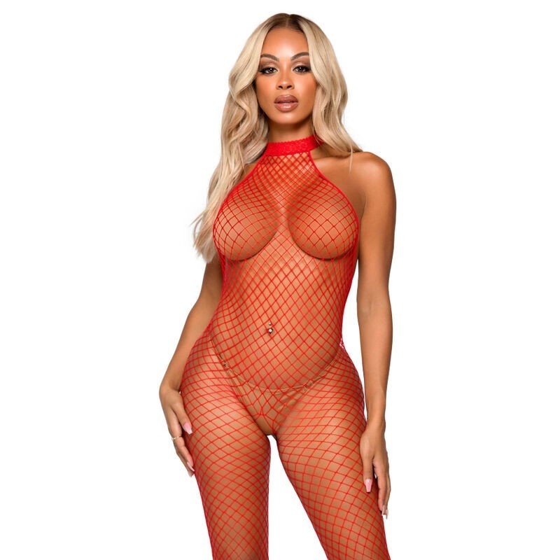 Le Frivole Bodystocking - Racer Límec Jedna Velikost Červená Le Frivole Bodystocking - Racer Límec Jedna Velikost Červená