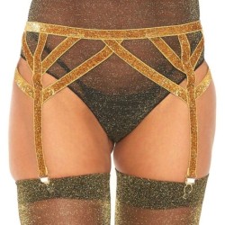 Lurex Guld Strumpbandshållare One Size