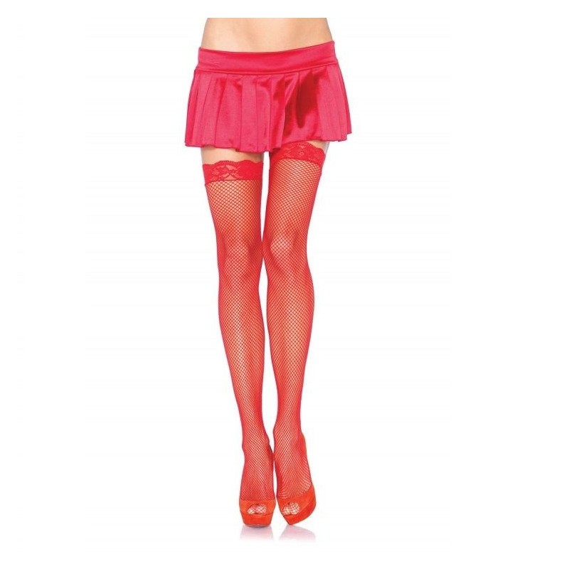 Medias De Red Pequeña Con Encaje Rojas