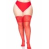 Meias Vermelhas Autoadesivas Com Renda Larga Plus Size