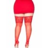 Meias Vermelhas Autoadesivas Com Renda Larga Plus Size