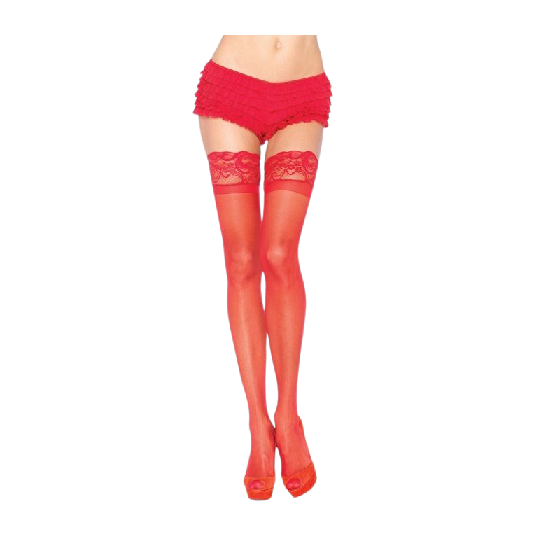 Calze Rosse con Pizzo Autoadesive