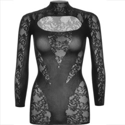 Mini Black Long Sleeve Lace Dress