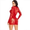 Mini Vestido de Renda com Manga Comprida Vermelho