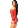 Mini-Netzkleid mit schulterfreiem Design und langen Ärmeln in Rot