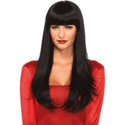 Peruca Cabelo Comprido Com Franja Preta