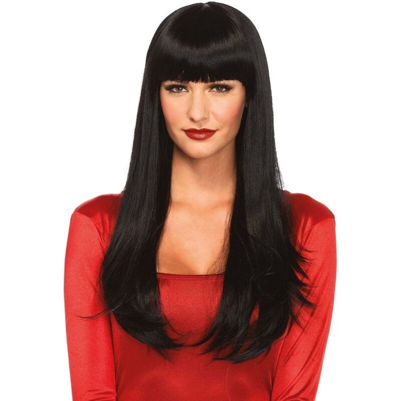 Peruca Cabelo Comprido Com Franja Preta