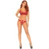 Ensemble 2 Pièces Avec String Double Bretelle S/M Rouge