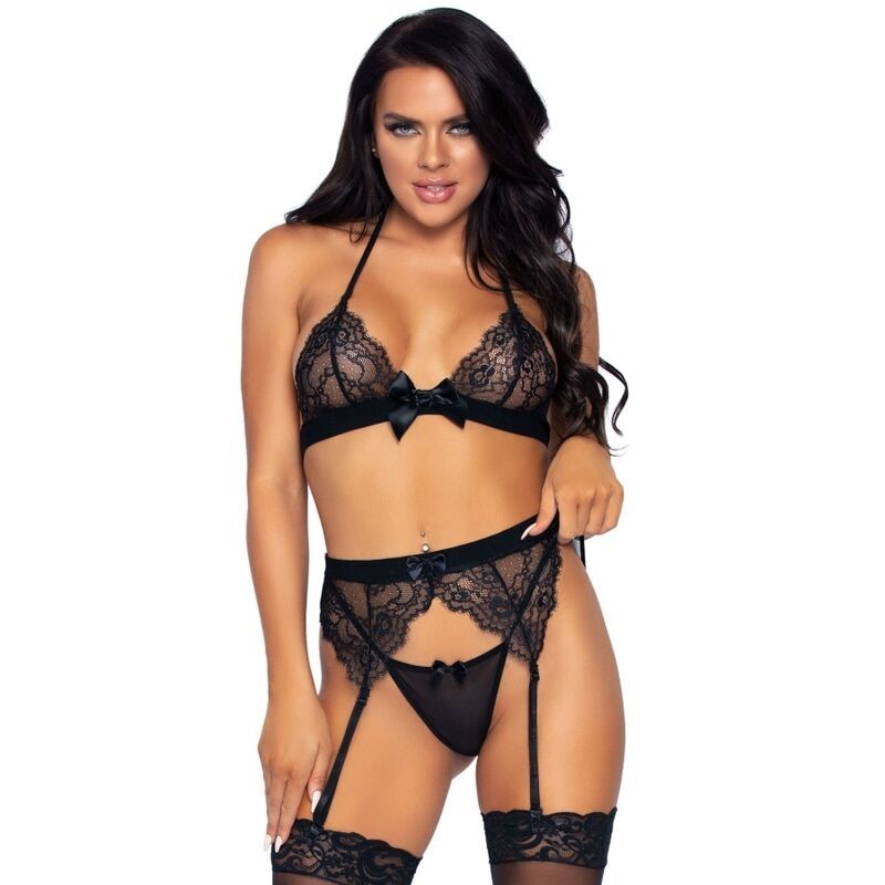 Ensemble Trois Pièces Top, Porte-jarretelles et String S