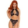 Set Due Pezzi Mutandine e Top Collo Halter Nero M/L