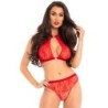 Ensemble Deux Pièces Culotte Et Haut Col Halter Rouge S/M