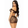 Ensemble Trois Pièces Top, Mini Jupe Et String Taille Unique - Noir
