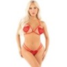 Reggiseno Open Cup + Perizoma Design Cuore Rosso Taglia Unica