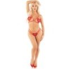Soutien-gorge Open Cup + String Design Coeur Rouge Taille Unique