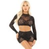 Top + Netzrock mit Glitzer Schwarz