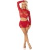Top + Netzrock mit Glitzer Rot