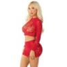 Top + Netzrock mit Glitzer Rot