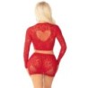 Top + Netzrock mit Glitzer Rot