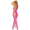Langes Netzkleid Fuchsia Einheitsgröße
