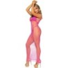 Langes Netzkleid Fuchsia Einheitsgröße