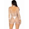 Netzkleid Langarm Weiß Einheitsgröße