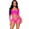 Fuchsia Visnet Jurk Lange Mouwen One Size