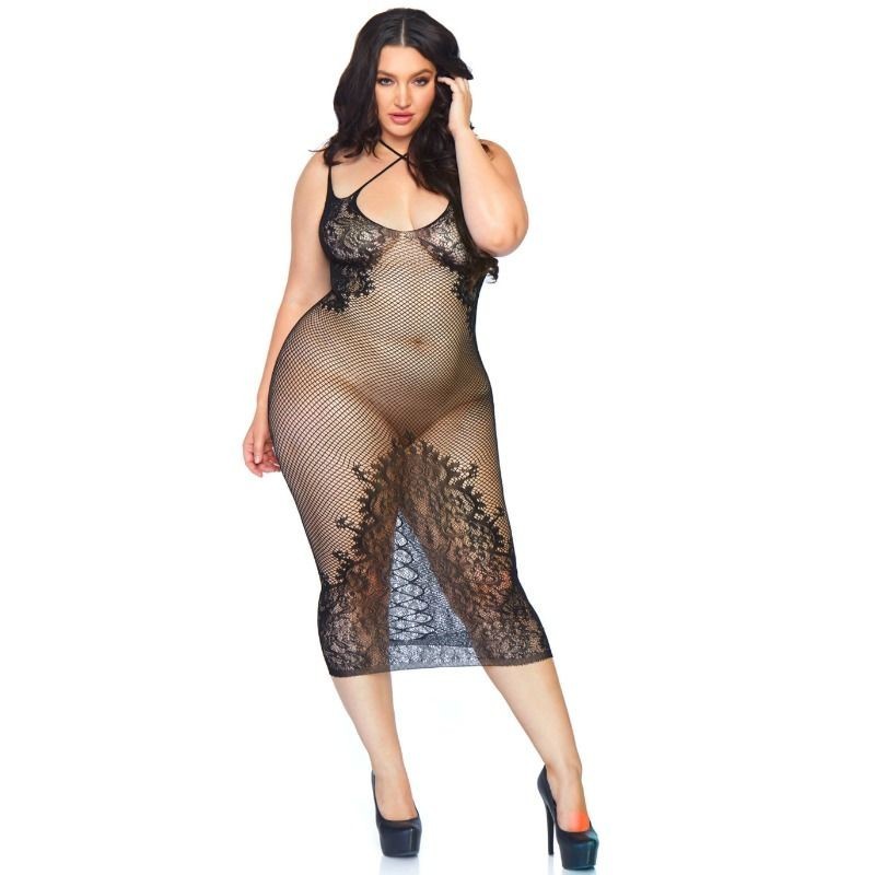 Net Bodycon Kjole 1X-2X Net Bodycon Kjole 1X-2X