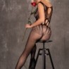 Amahil Bodystocking Crotchless Negru Mărime Unică