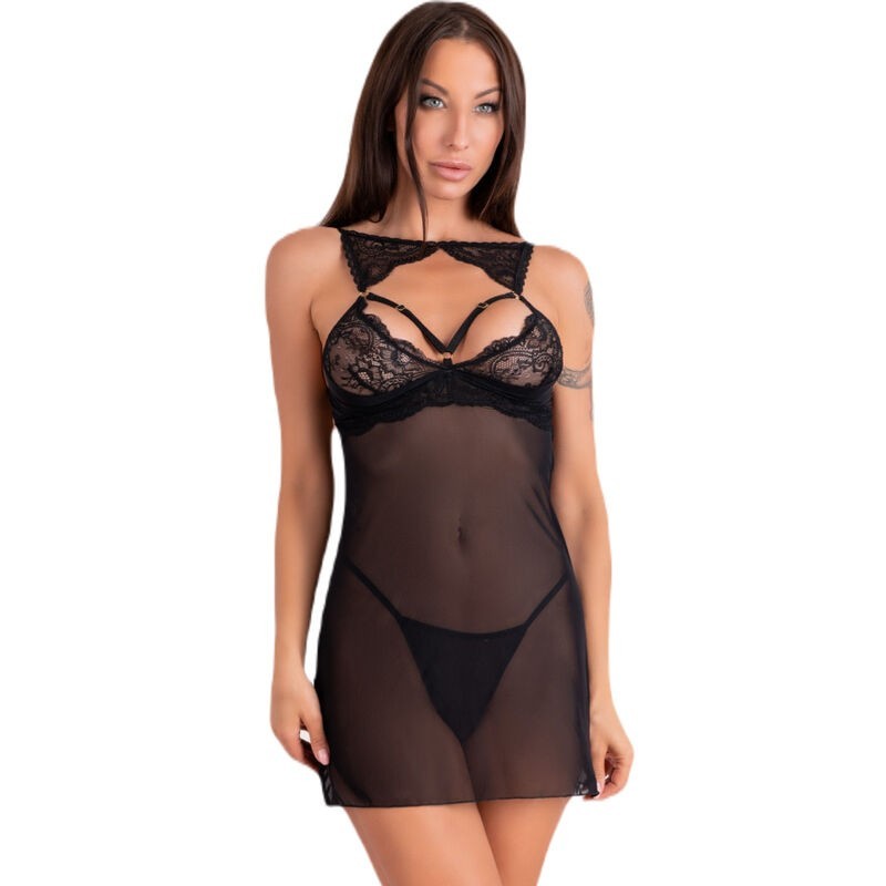 Krolina Lc 90734 Chemise + Tanga Melns L/Xl