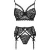 Moridam Lc 90552 Soutien-gorge + Jarretière + String Noir L/Xl