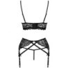 Moridam Lc 90552 Soutien-gorge + Jarretière + String Noir L/Xl