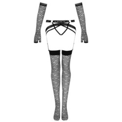 Nemalia Suspender Belt Set + Stockings + Gloves Black L/Xl