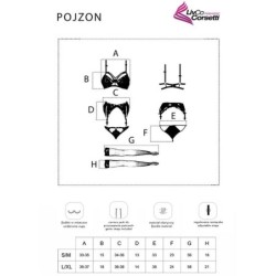Pojzon Lc 90670 Soutien-gorge + Bas + Jarretelles + String Noir S/M