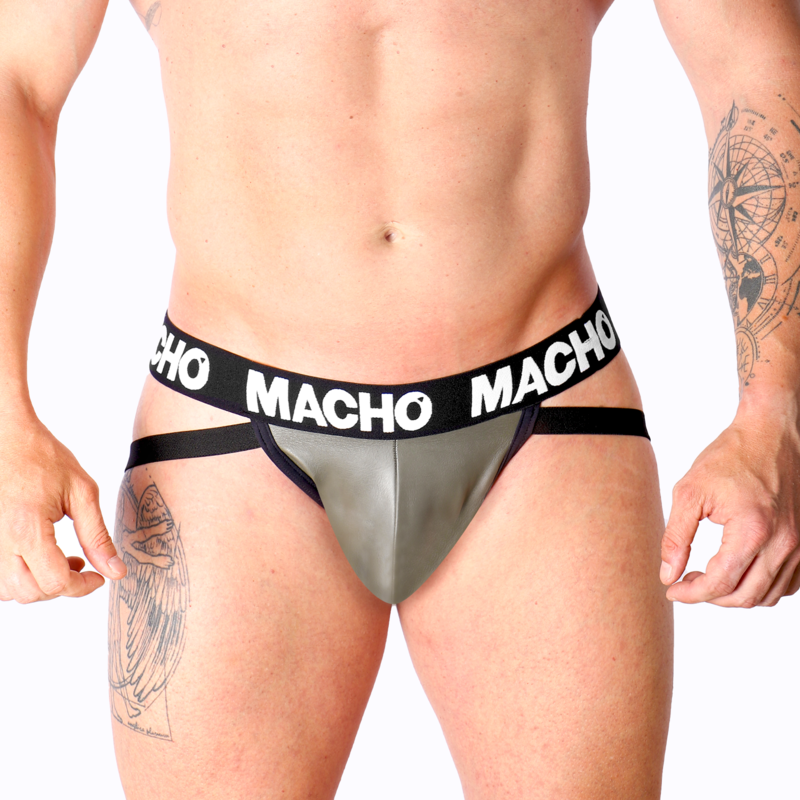 Macho - Mx27Gr Jock Läder Grå Beige M