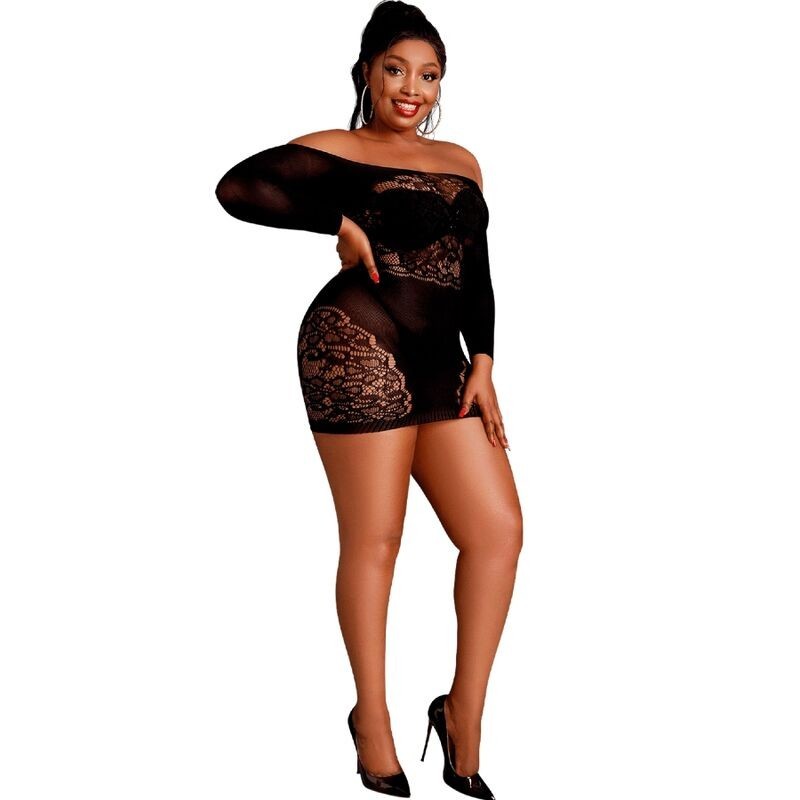 Modell 7 Langarmkleid Schwarz Einheitsgröße / Plus Size
