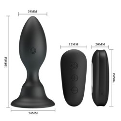 Anale plug met vibratie zwart afstandsbediening