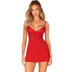 Ingridia Chemise & Tanga Rosso Xs/S