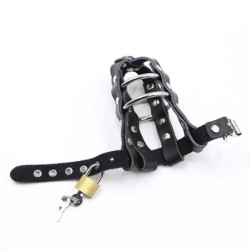 Gaine en Cuir Avec Anneaux Métalliques Et Cadenas